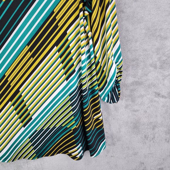 Women's Colorful Striped Blouse Top Grommet Detail Est. 1946 Long Sleeve XL - Picture 3 of 10